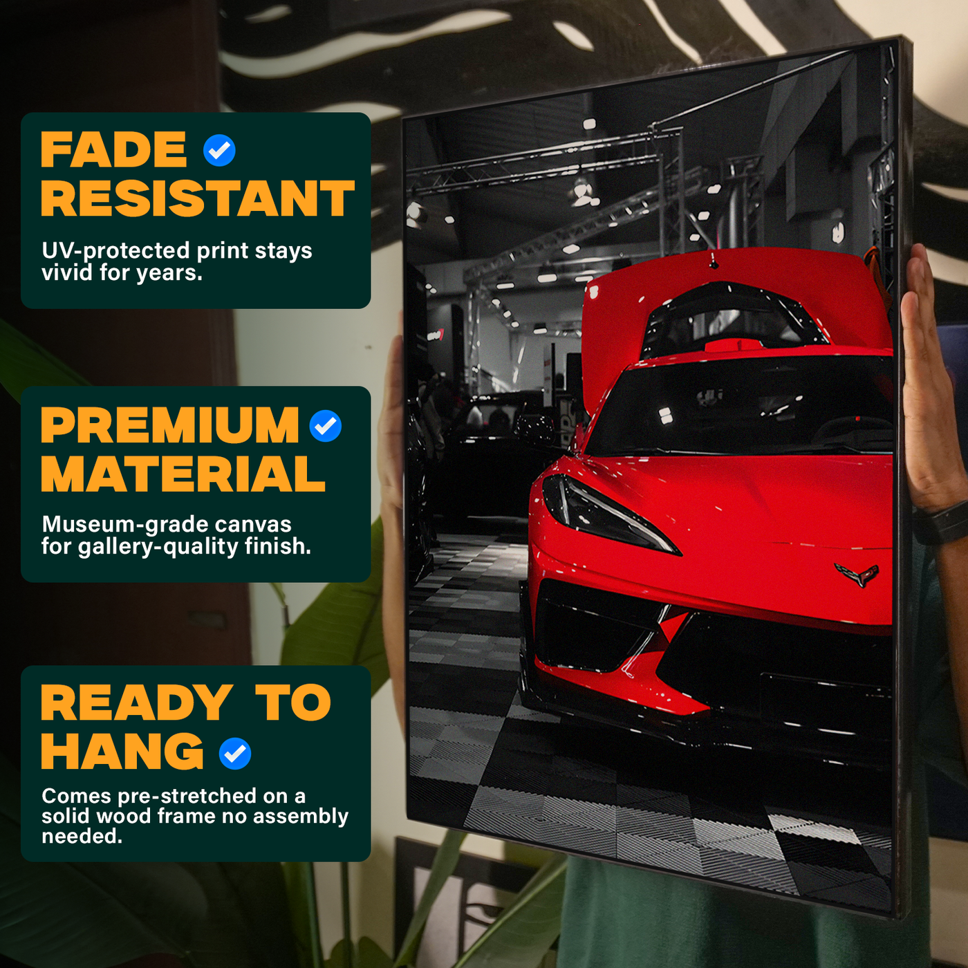 Red Car Headlights Night Poster