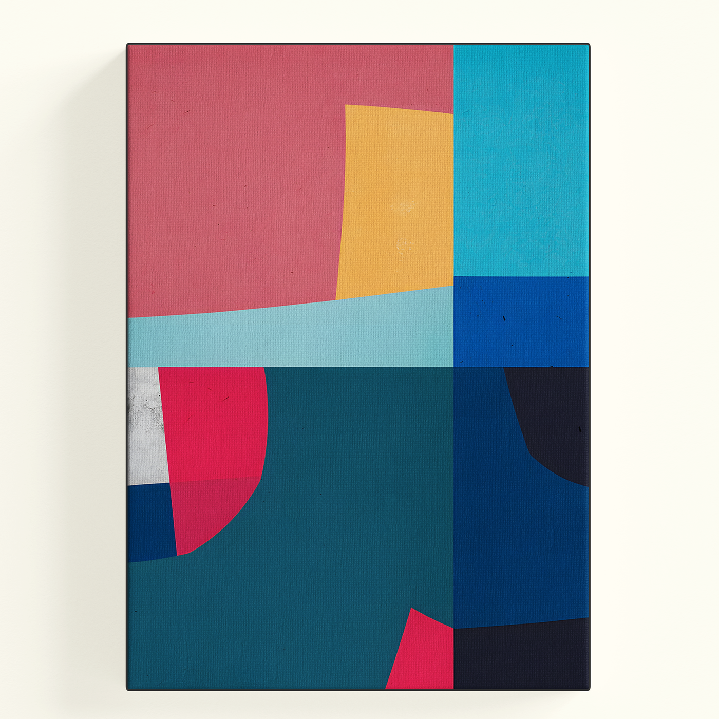 Geometric Color Block Blue Orange Pink Poster