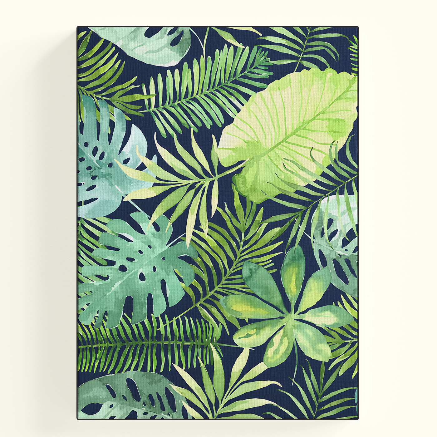Tropical Leaves Pattern Green Blue Poster