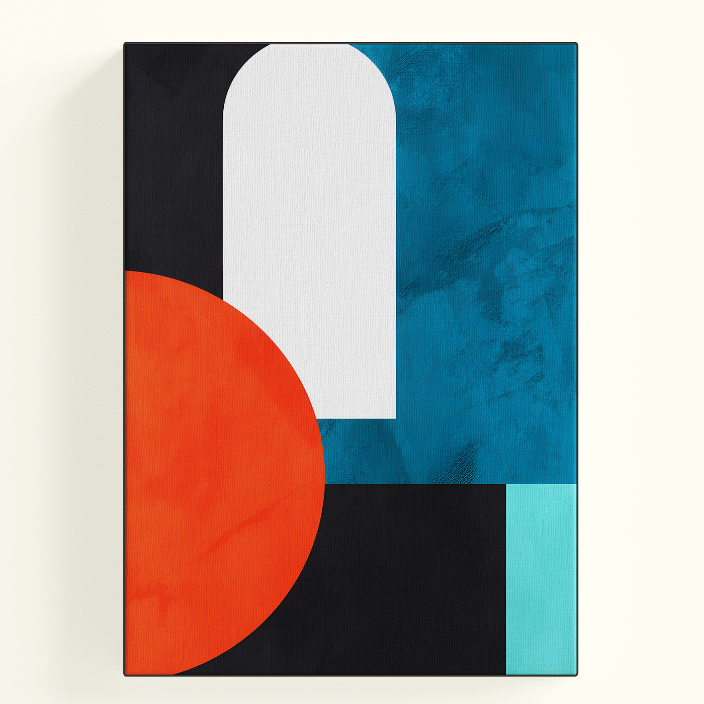 Geometric Abstract Shapes Black Teal Orange Poster
