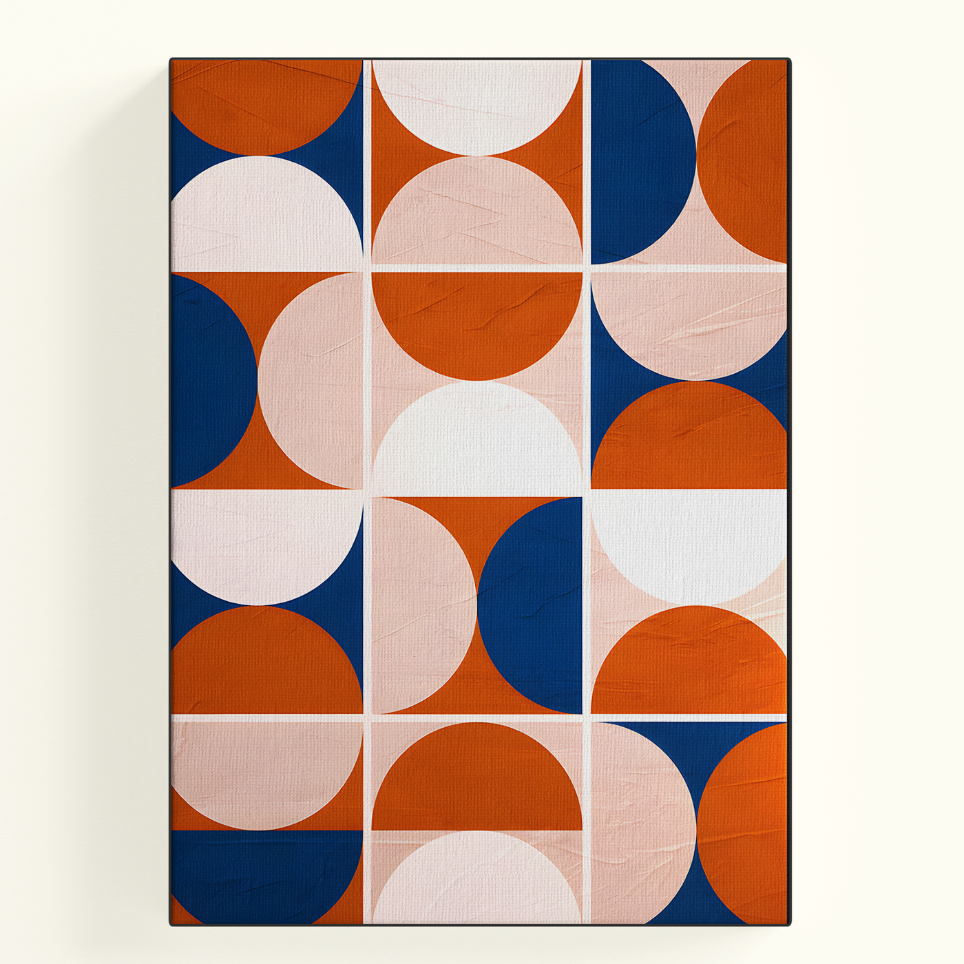 Geometric Abstract Shapes Orange Navy Poster