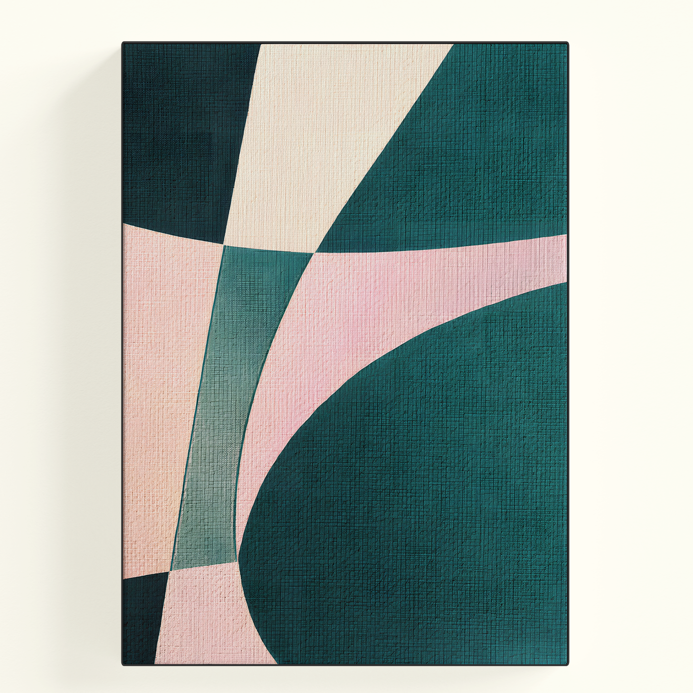 Geometric Color Block Teal Pink Patchwork Poster