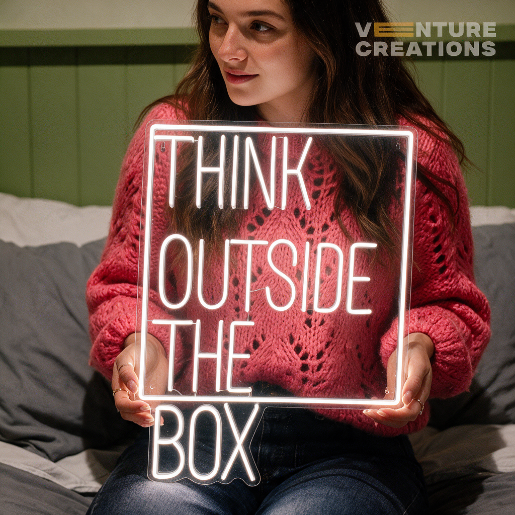 Think Outside The Box Motivational Neon Sign