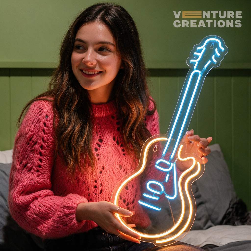 Live Music Guitar Neon Sign