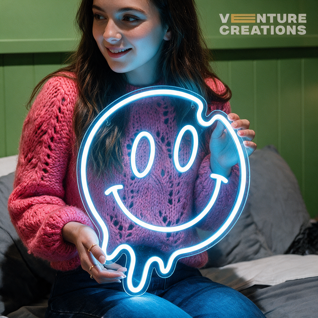 Smile Face Emoji Neon Light