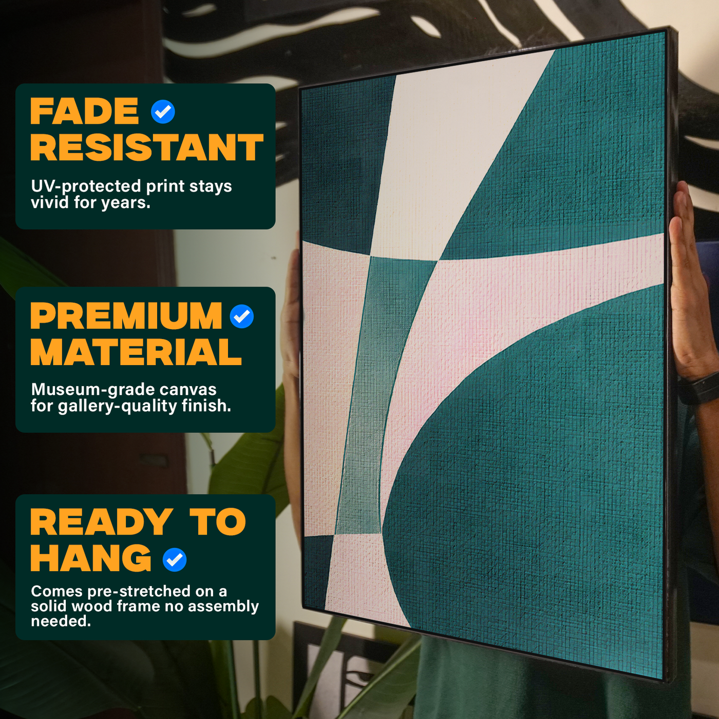 Geometric Color Block Teal Pink Patchwork Poster
