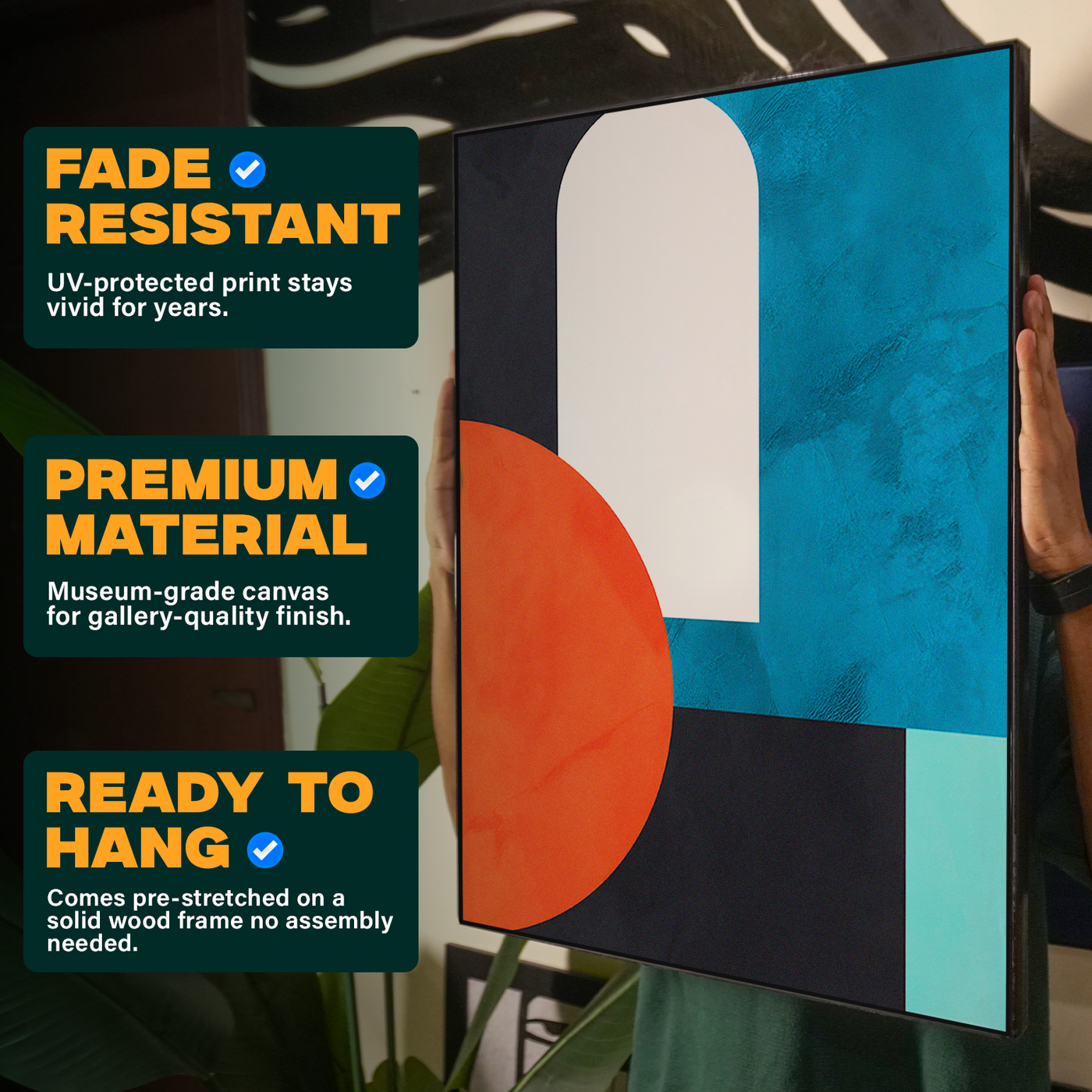 Geometric Abstract Shapes Black Teal Orange Poster