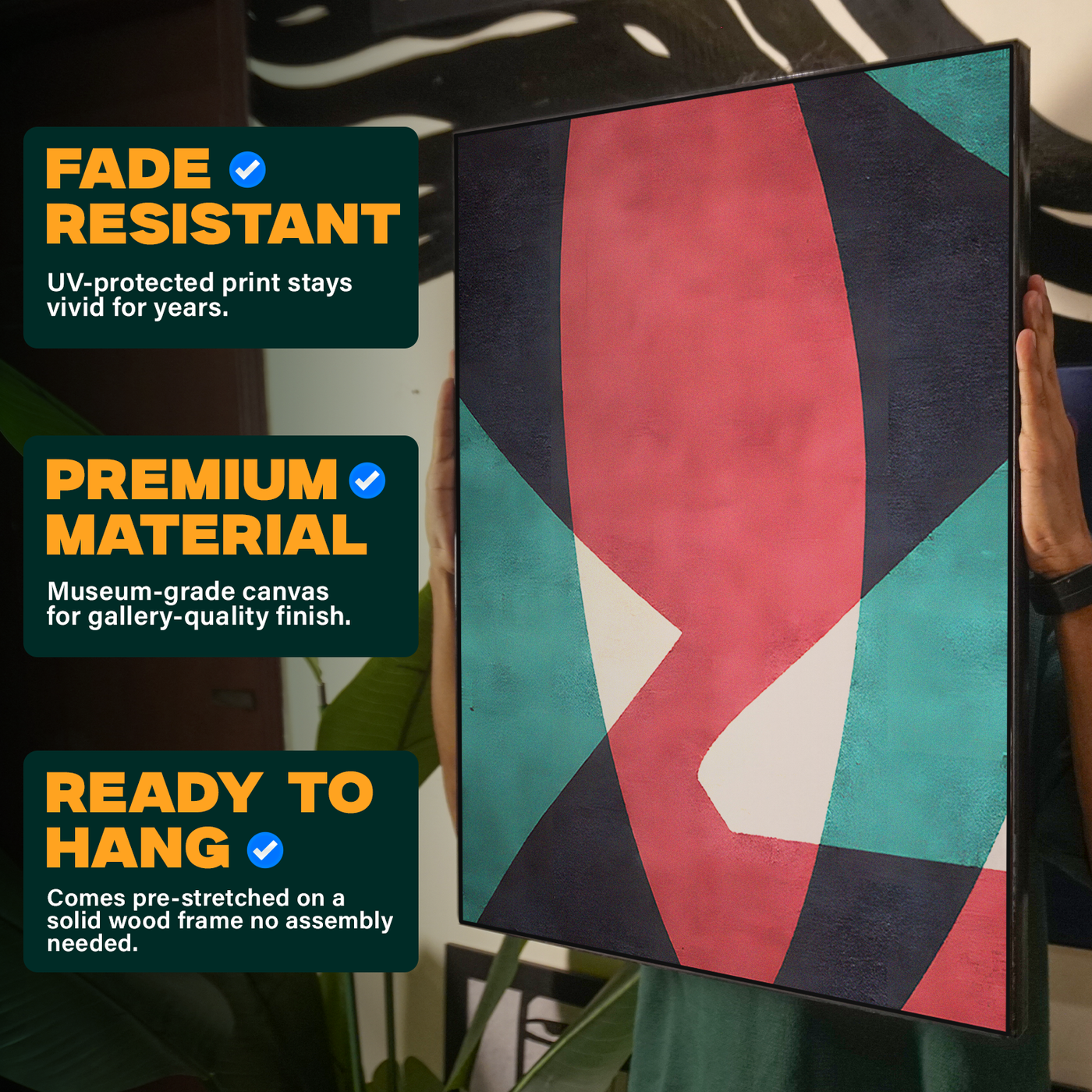 Geometric Abstract Shapes Dark Red Teal Poster