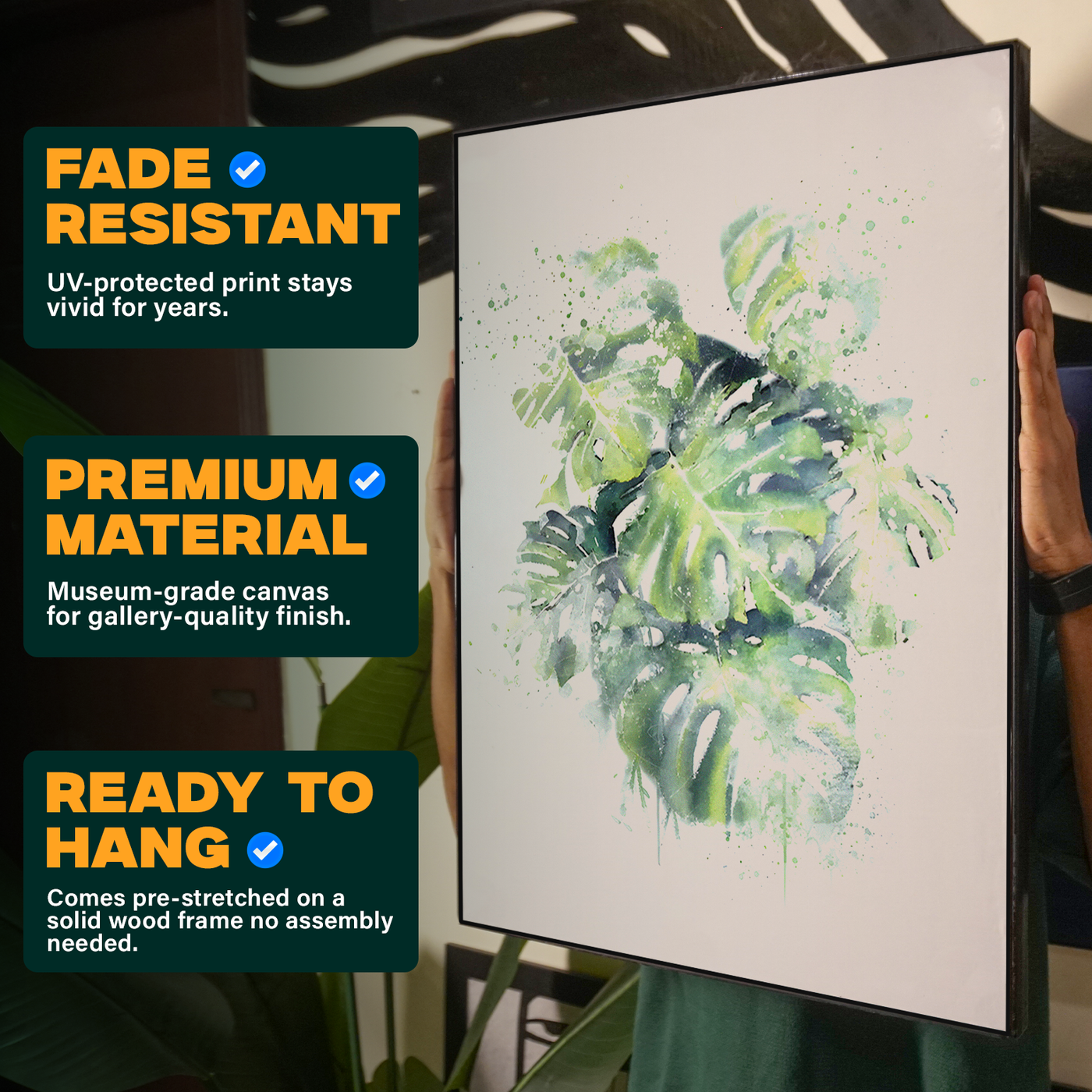 Watercolor Botanical Leaves Pattern Poster