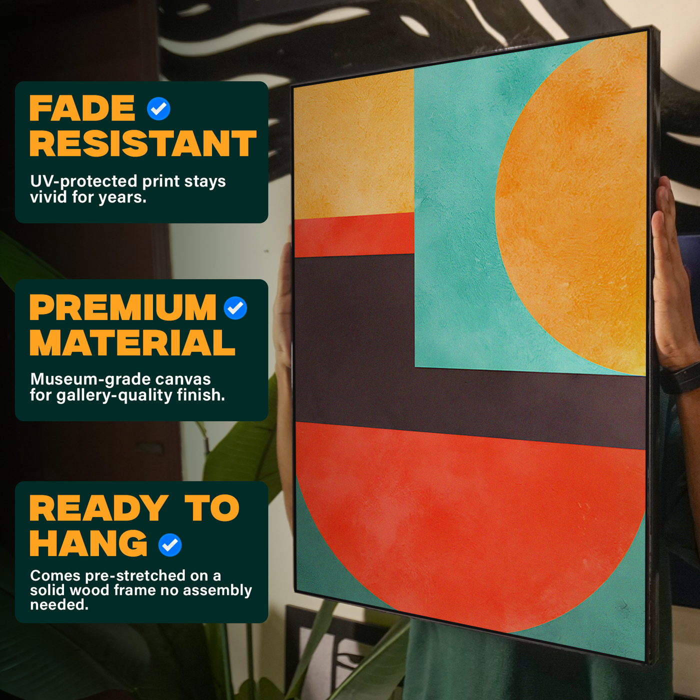 Geometric Abstract Shapes Orange Black Poster