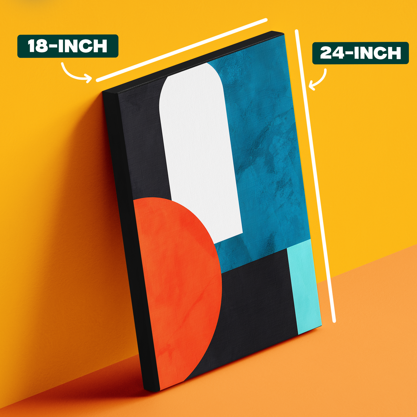 Geometric Abstract Shapes Black Teal Orange Poster