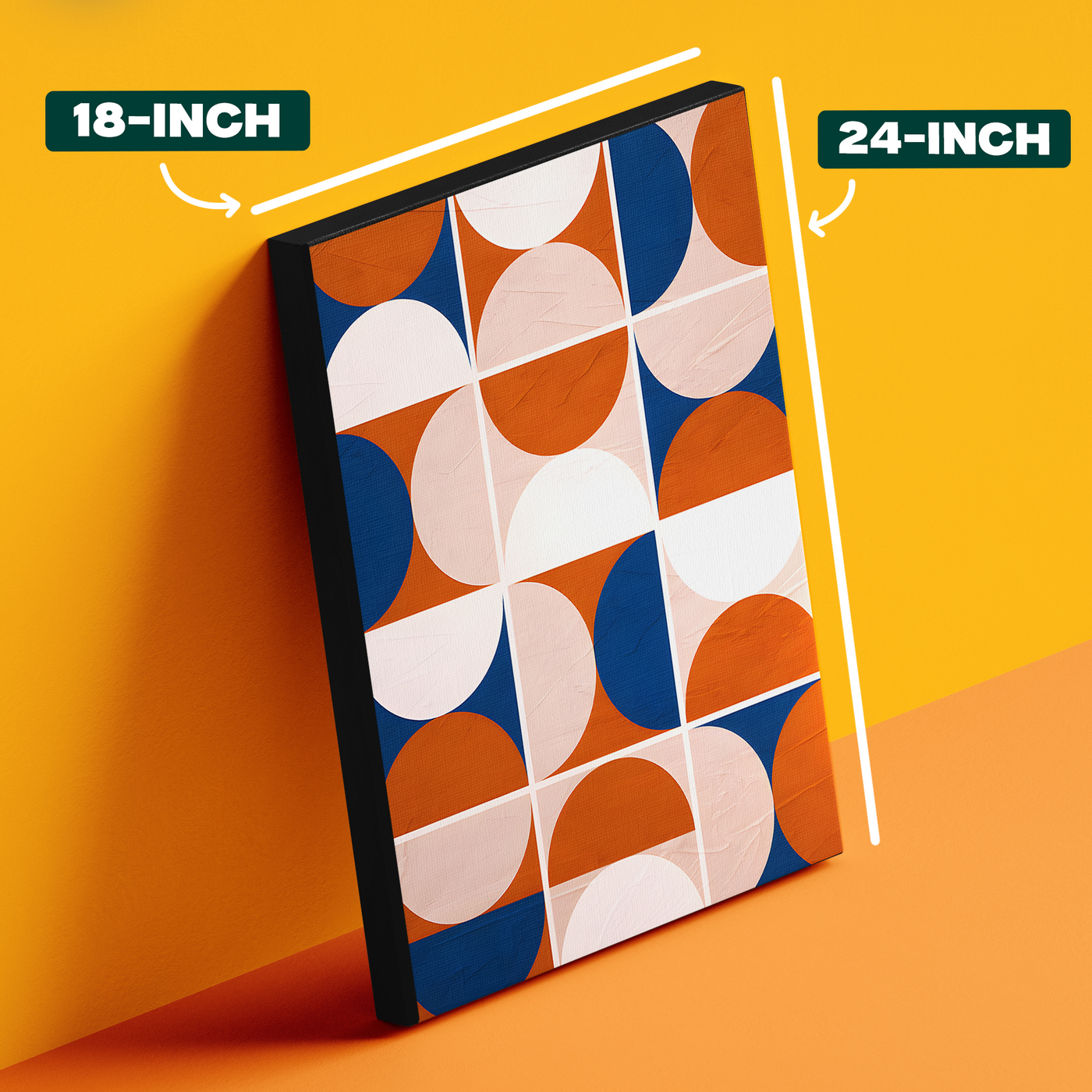Geometric Abstract Shapes Orange Navy Poster