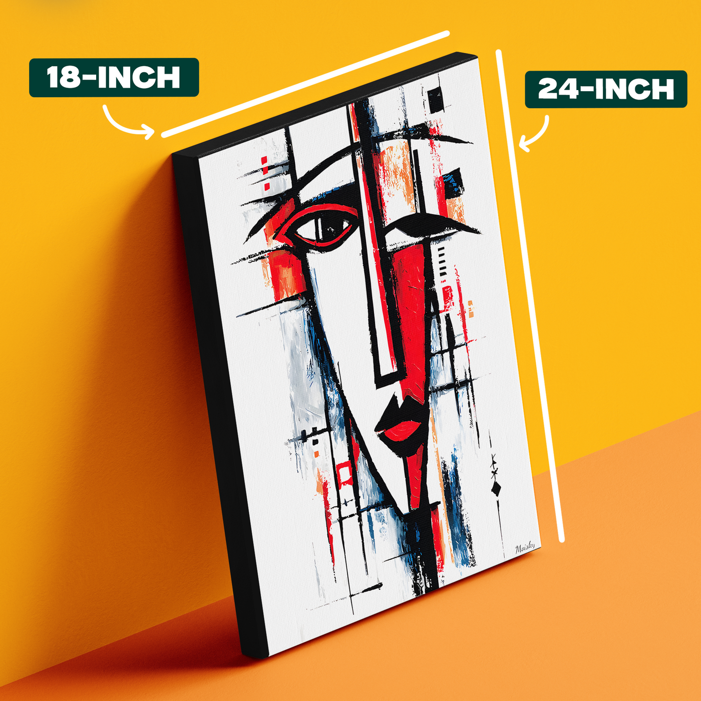 Cubist Face Black Red White Poster