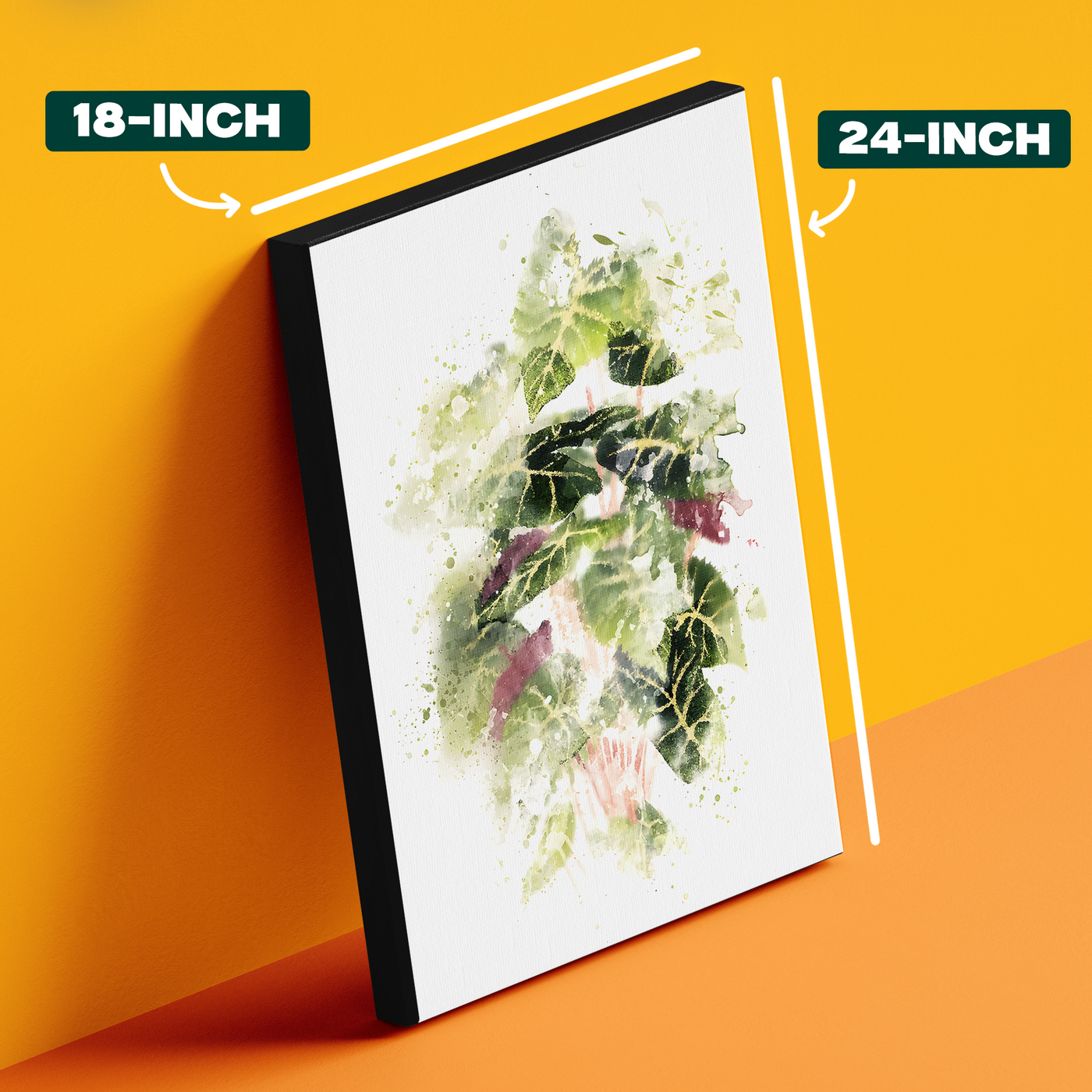 Watercolor Botanical Leaves Green Pink Poster