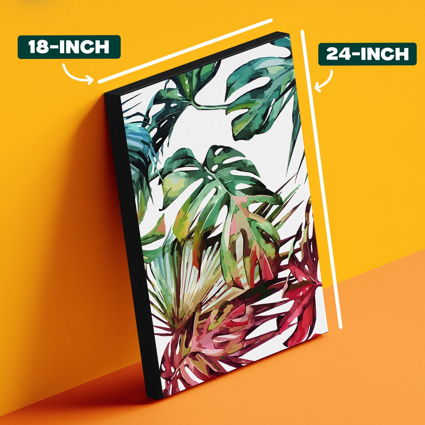 Tropical Leaves and Pink Flowers Poster