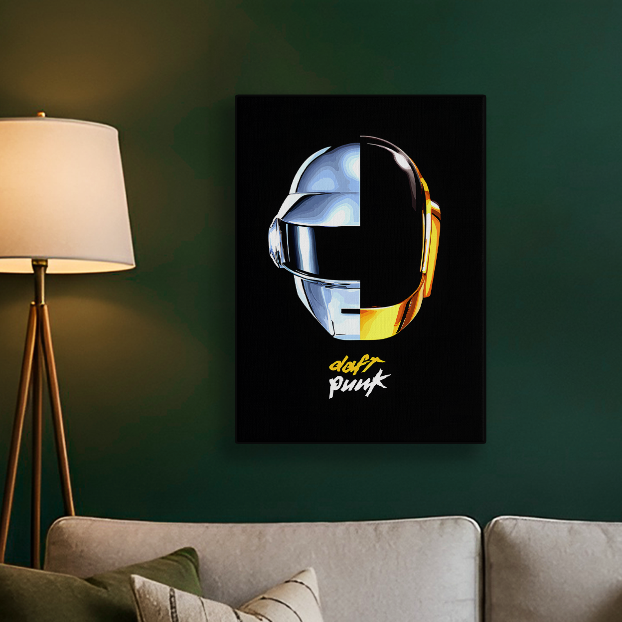 Daft Punk Helmet Black and White Poster