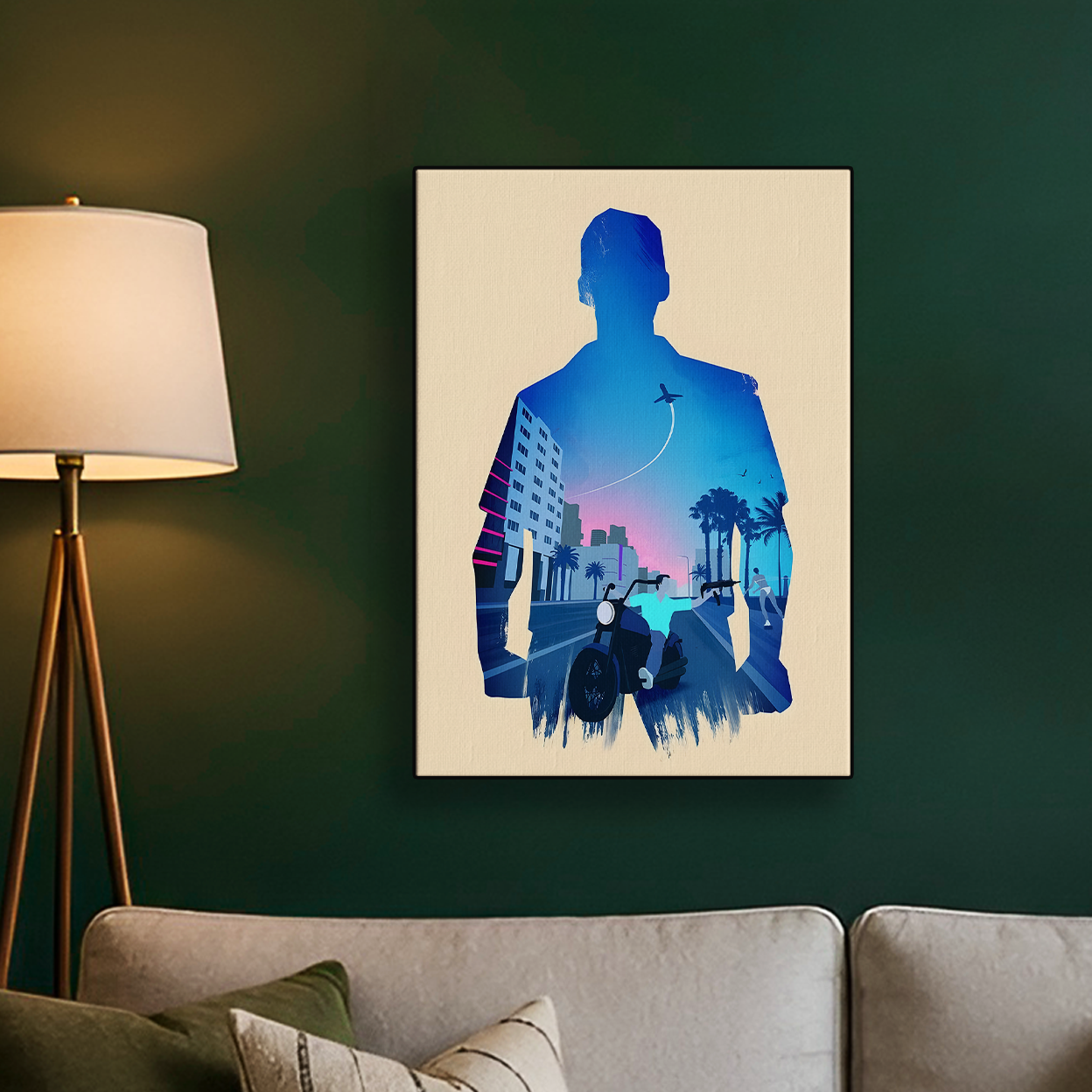 GTA: Vice City Tommy Vercetti Silhouette City Poster