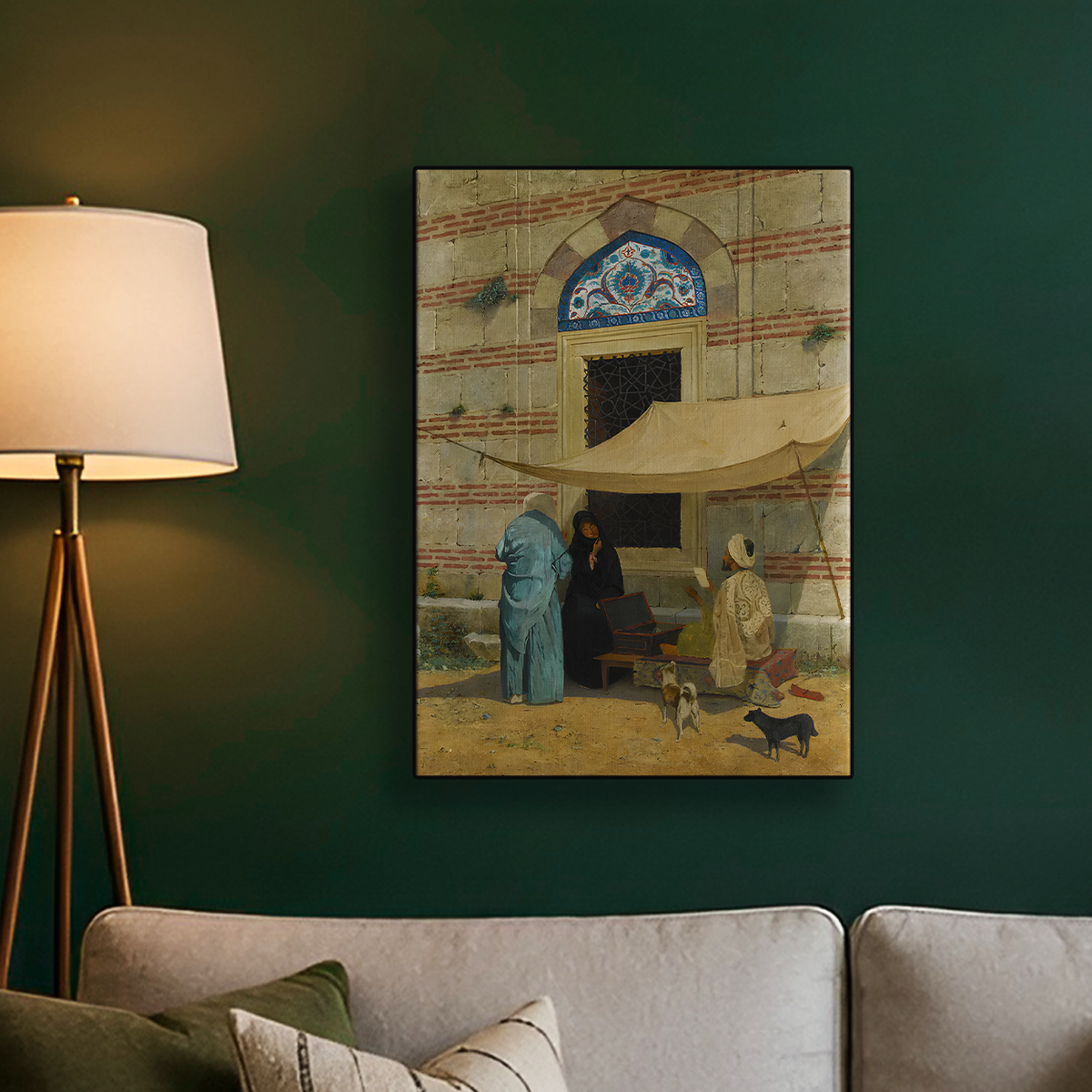 Vintage Market Scene Painting Poster