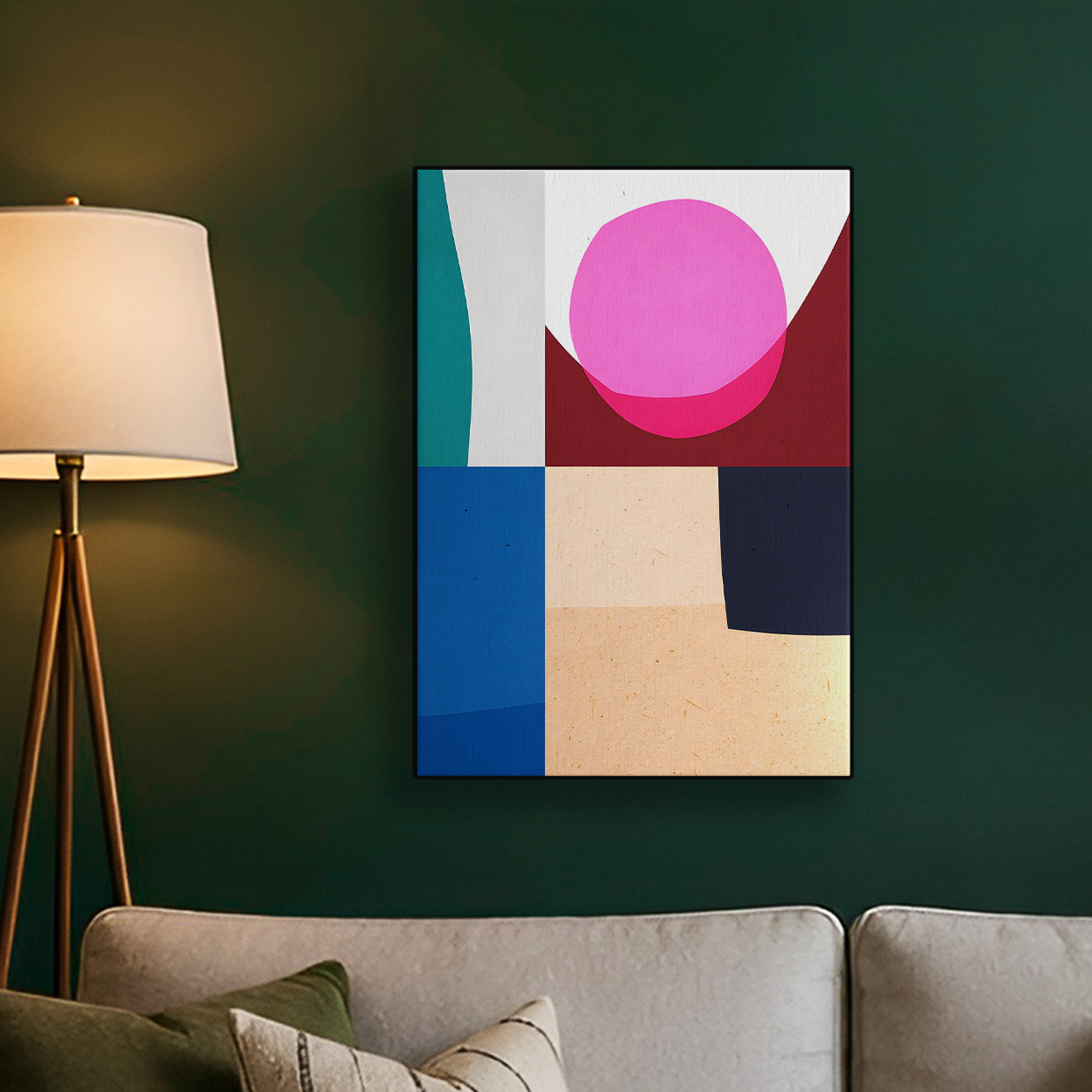Geometric Color Block Pink Purple Poster