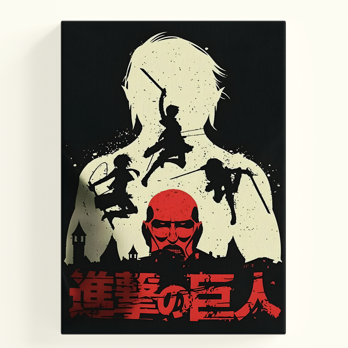 Attack on Titan Red Silhouette Figure Poster