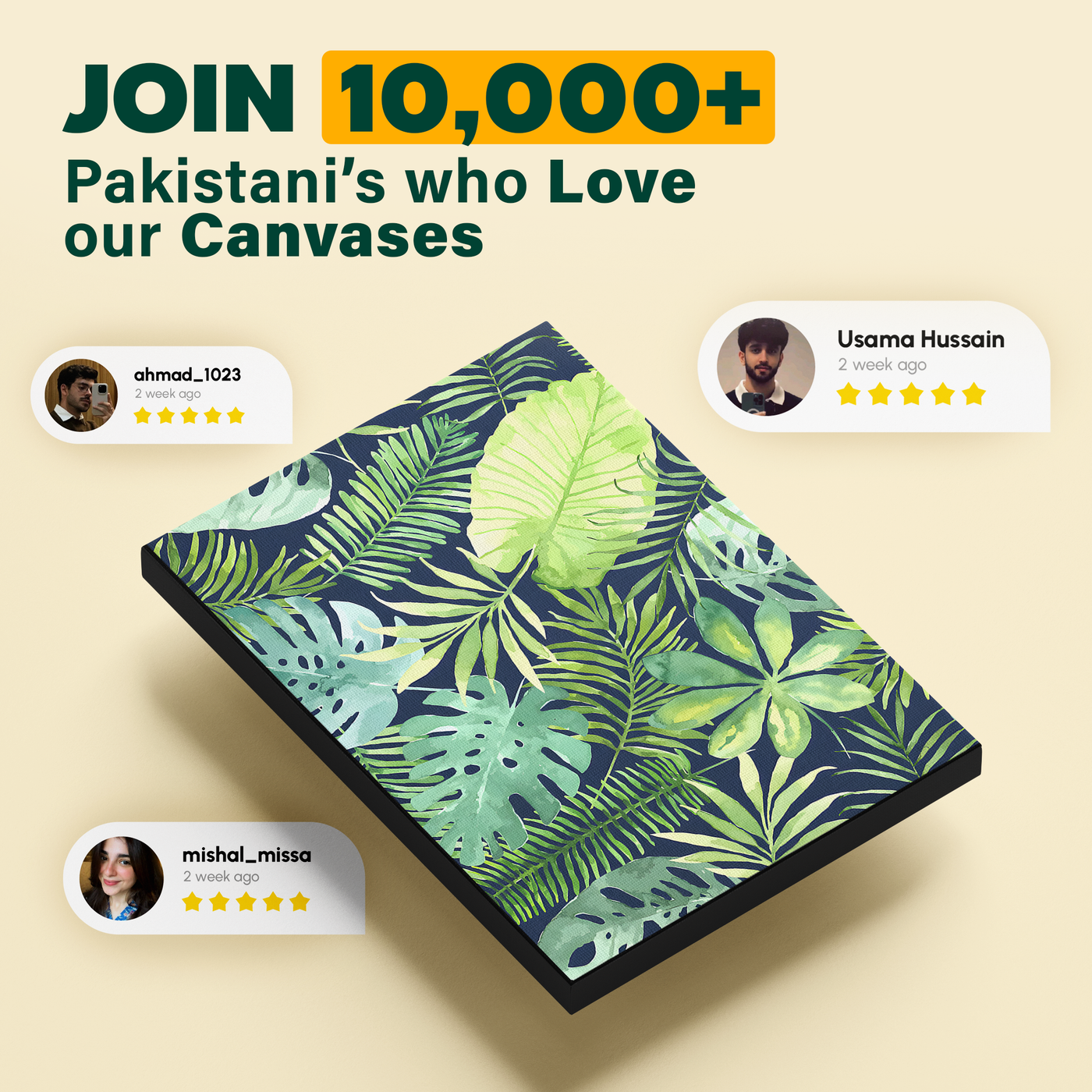 Tropical Leaves Pattern Green Blue Poster