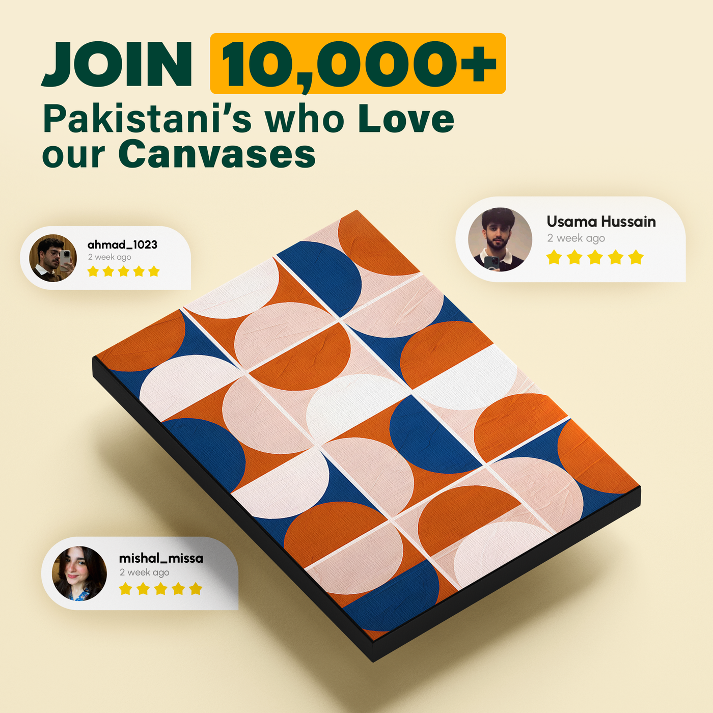 Geometric Abstract Shapes Orange Navy Poster