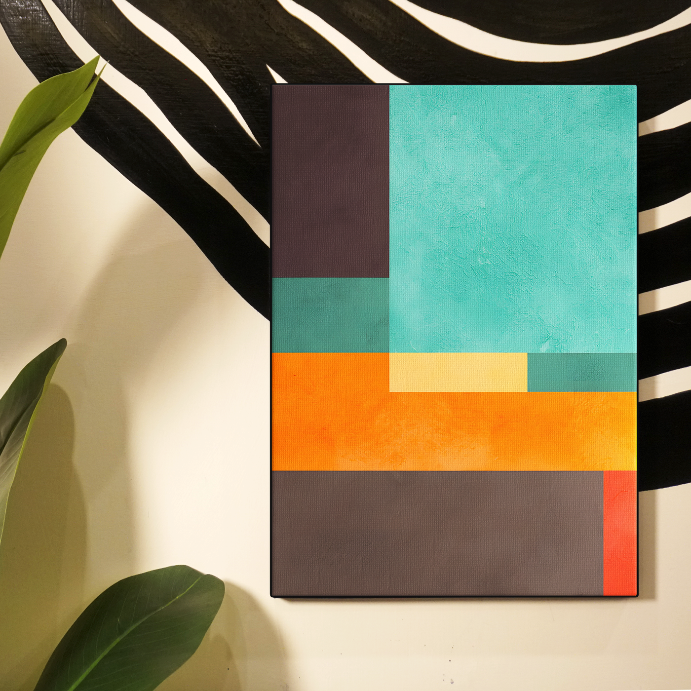 Geometric Abstract Dark Orange Square Poster