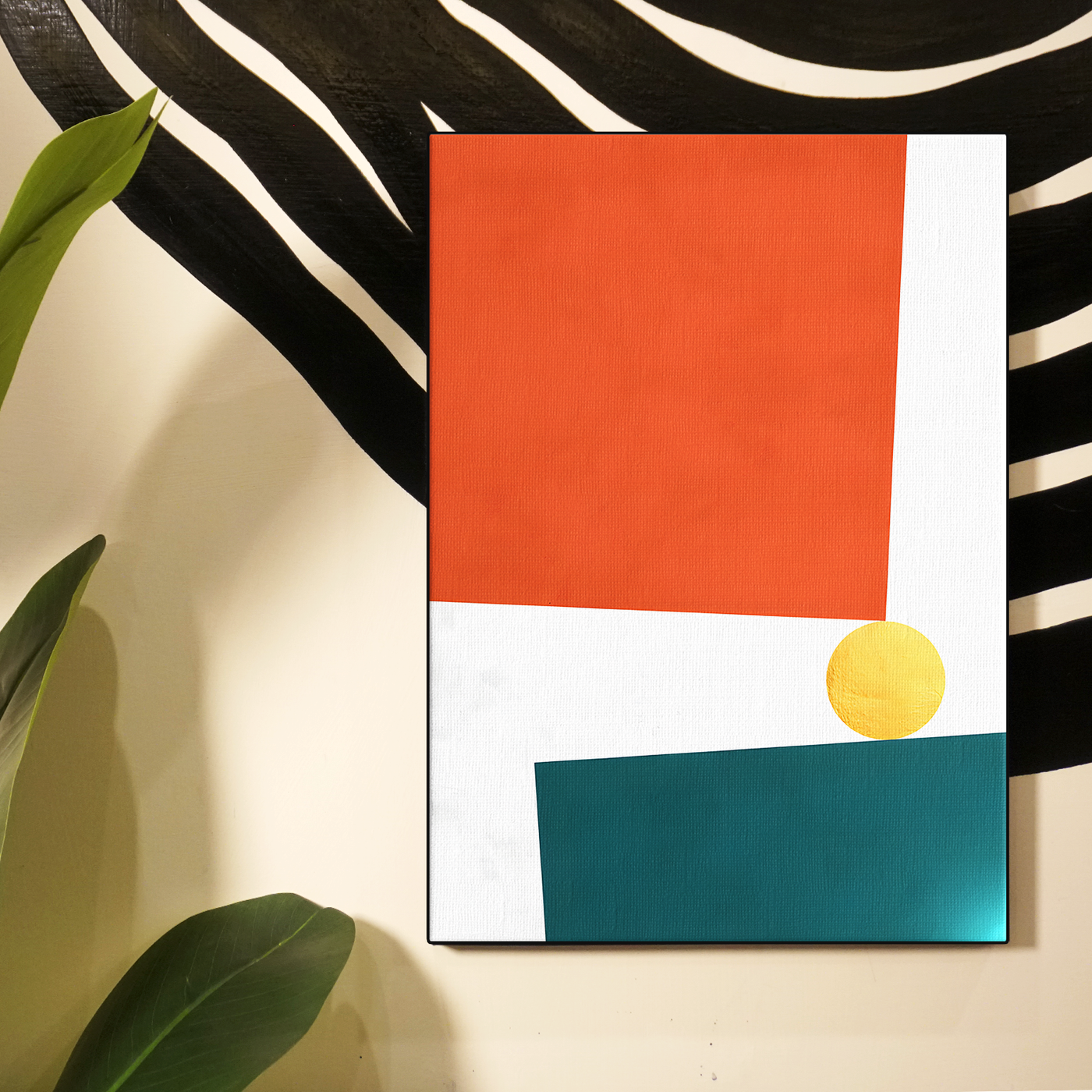 Geometric Abstract Orange Red Square Poster
