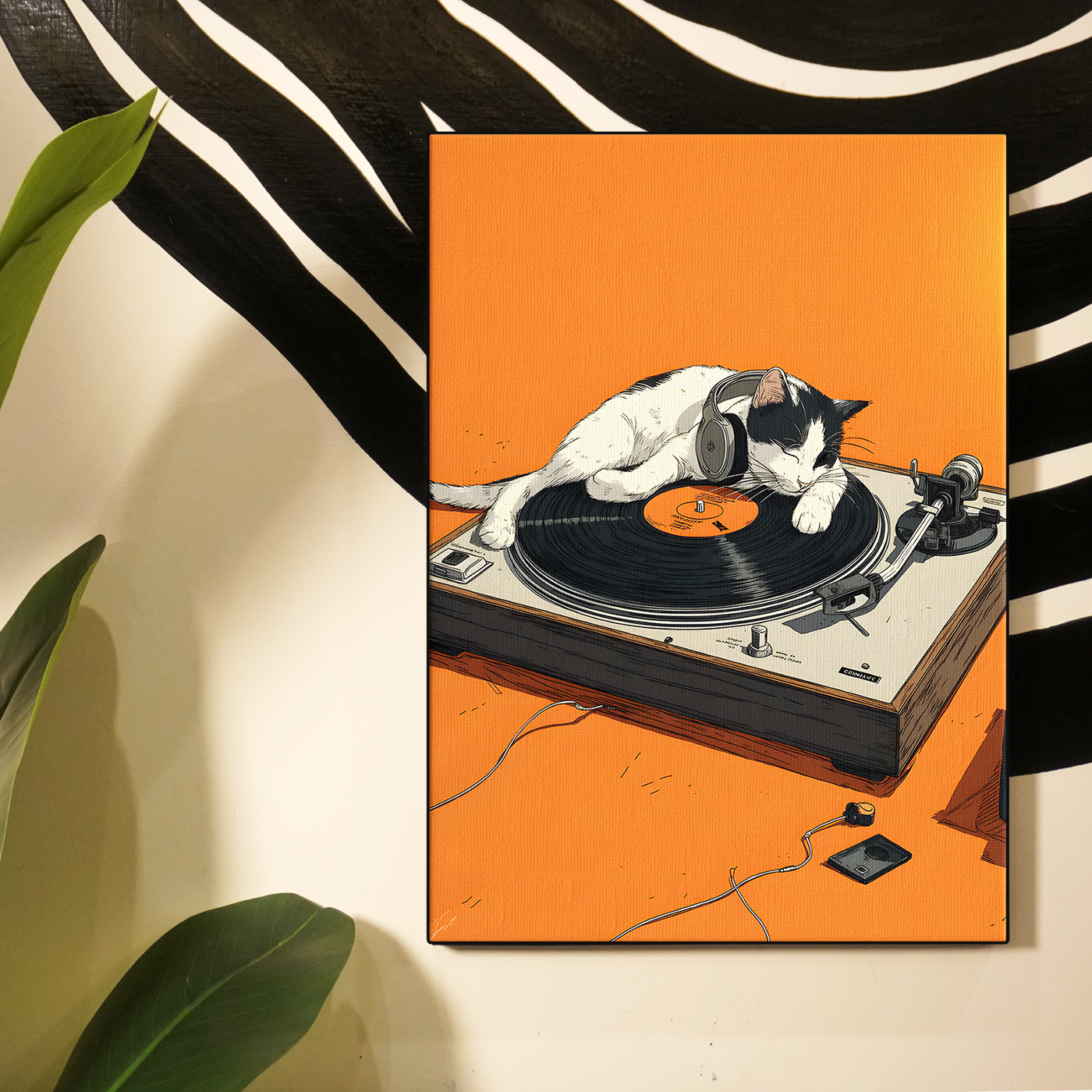 Orange Turntable Cat Poster