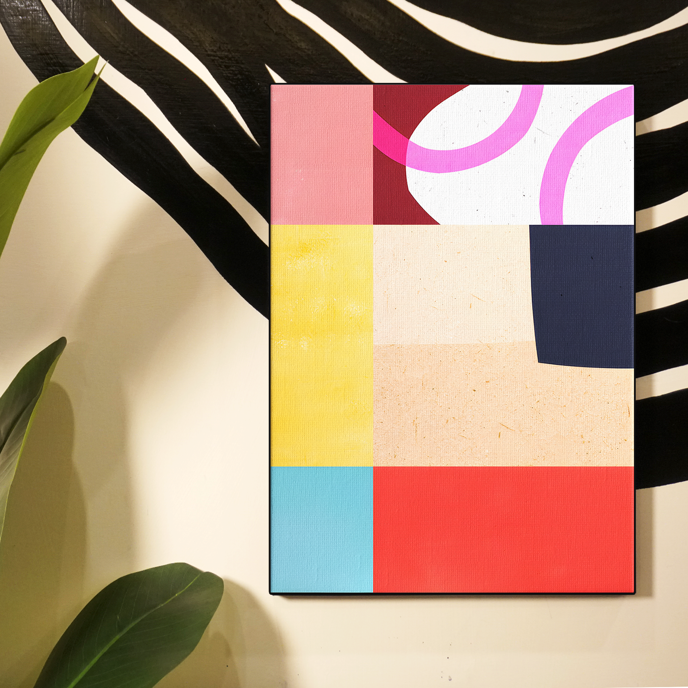 Geometric Color Block Pink Circles Poster