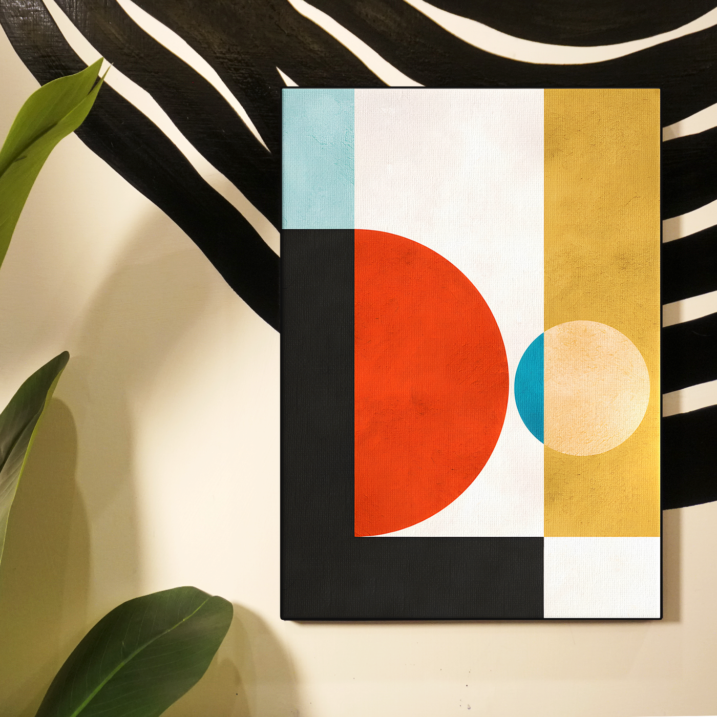 Geometric Color Block Teal Red Pink Poster