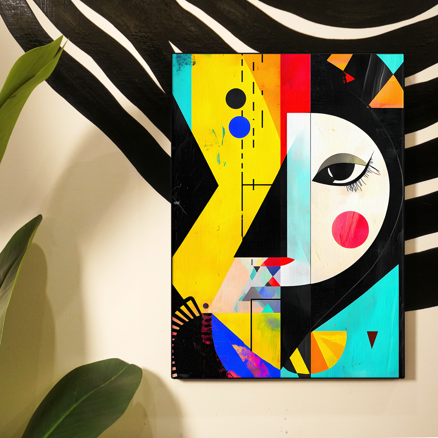 Cubist Face Colorful Geometric Poster