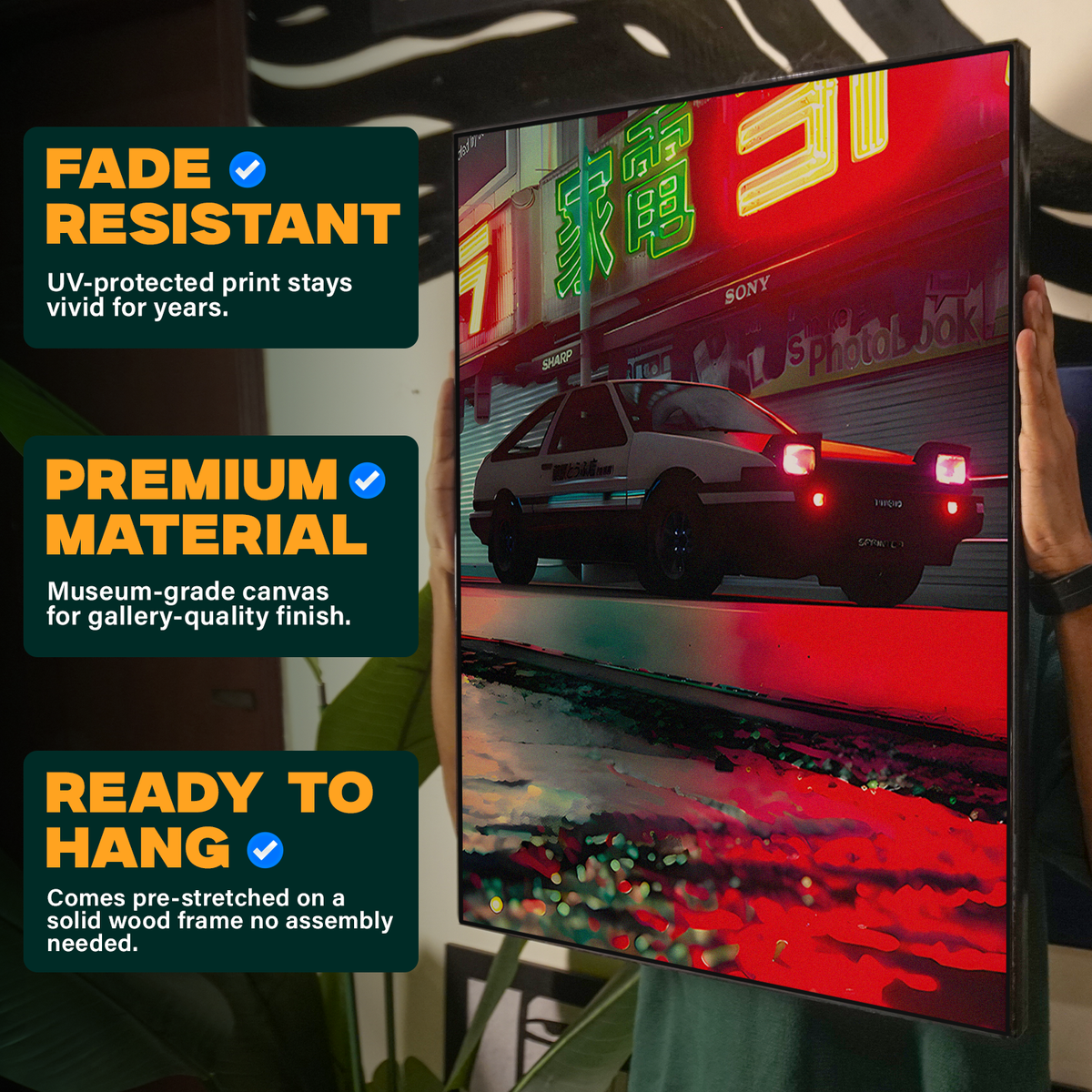 Red Neon Car Poster