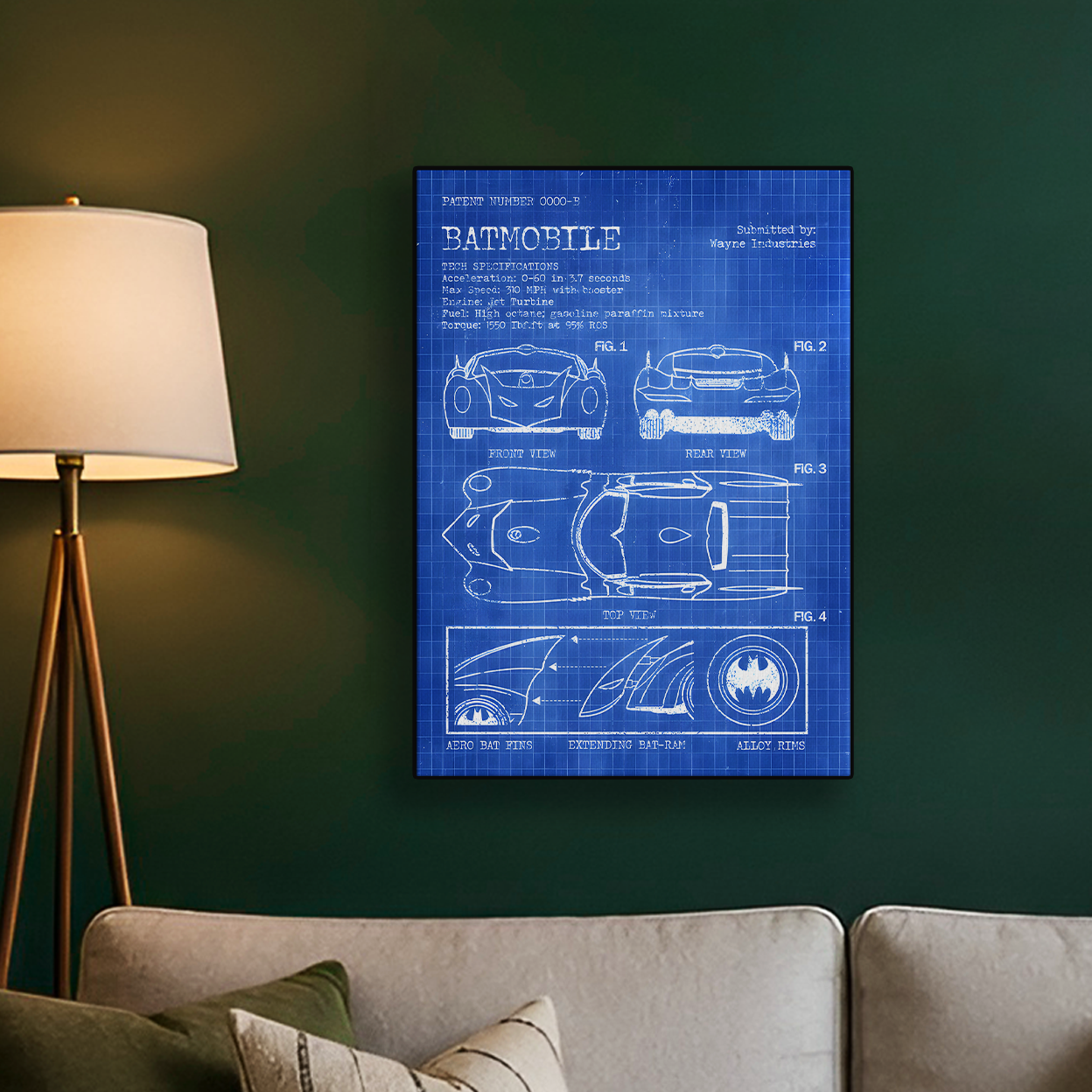 Batmobile Blueprint Poster