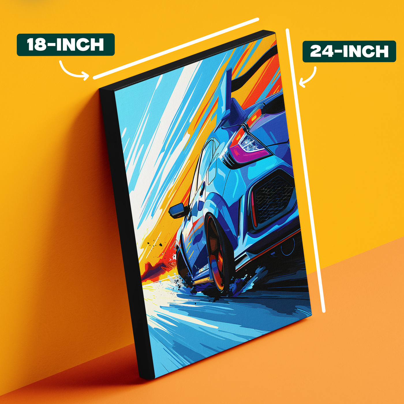 Blue Neon Car Poster