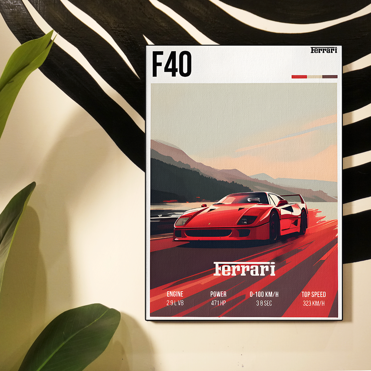 Ferrari F40 Sunset Poster