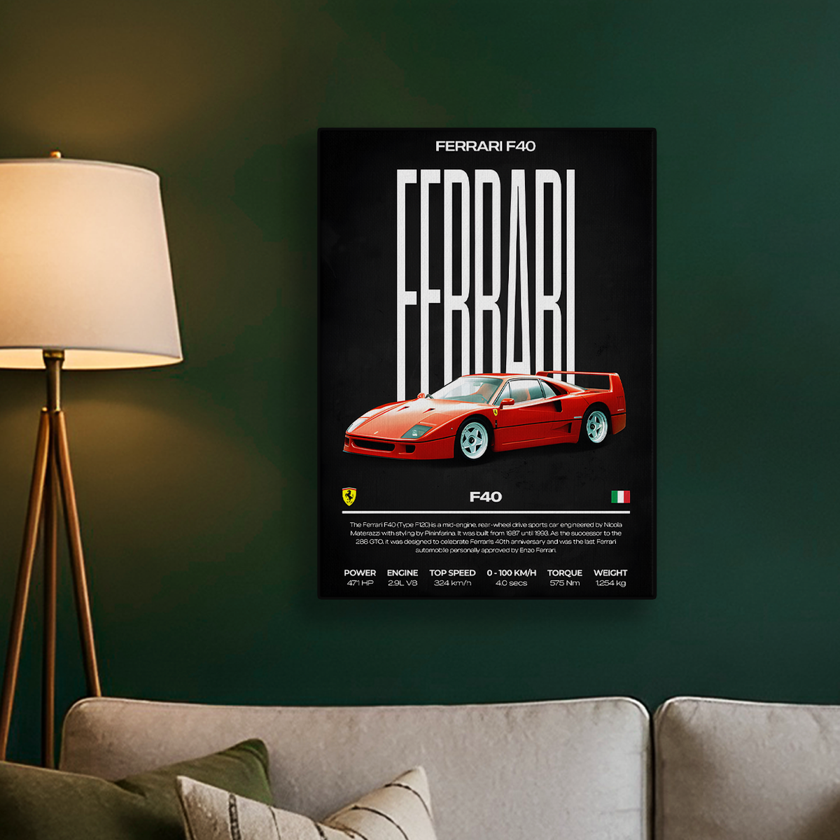 Ferrari F40 Red Poster
