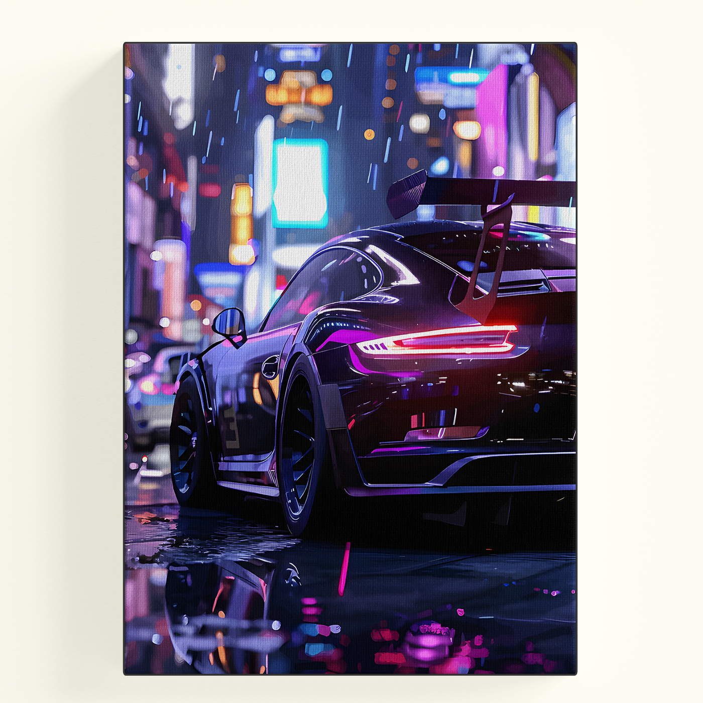 Neon Purple Street Car Poster