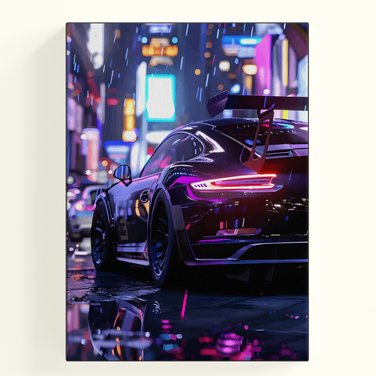 Neon Purple Street Car Poster