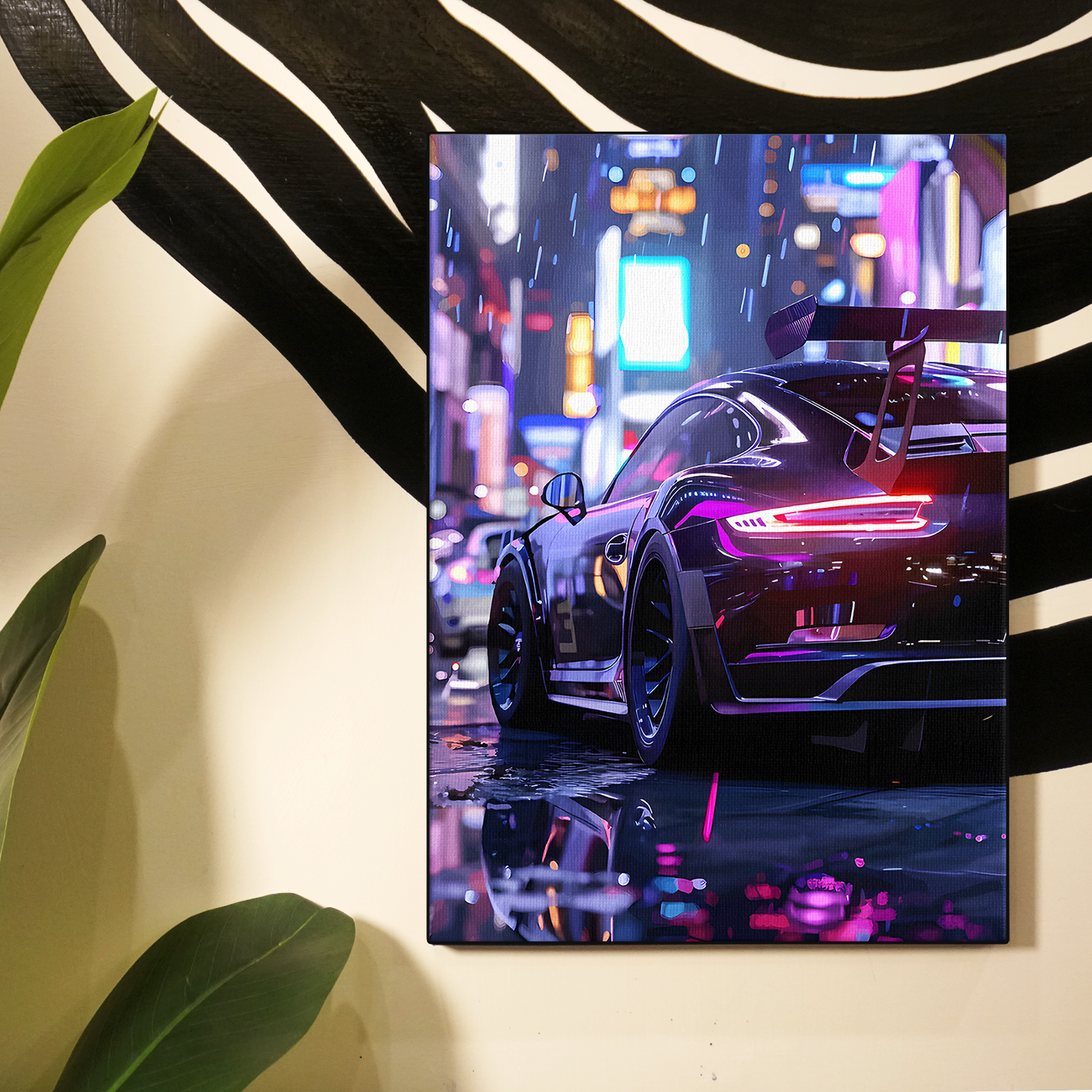Neon Purple Street Car Poster