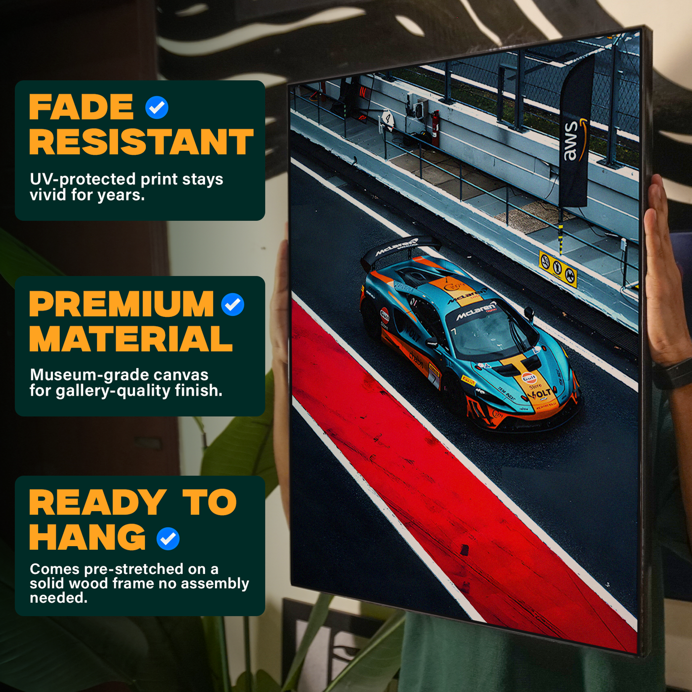 Blue Race Car Track Poster