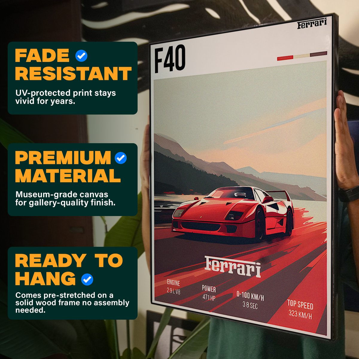 Ferrari F40 Sunset Poster