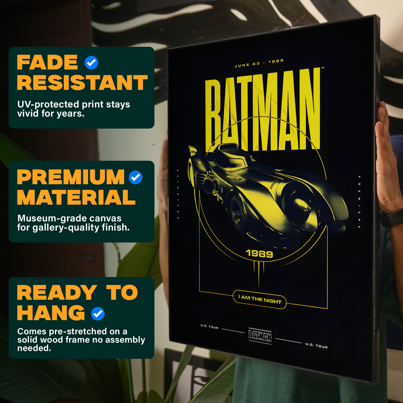 Batman Logo Yellow Car Poster