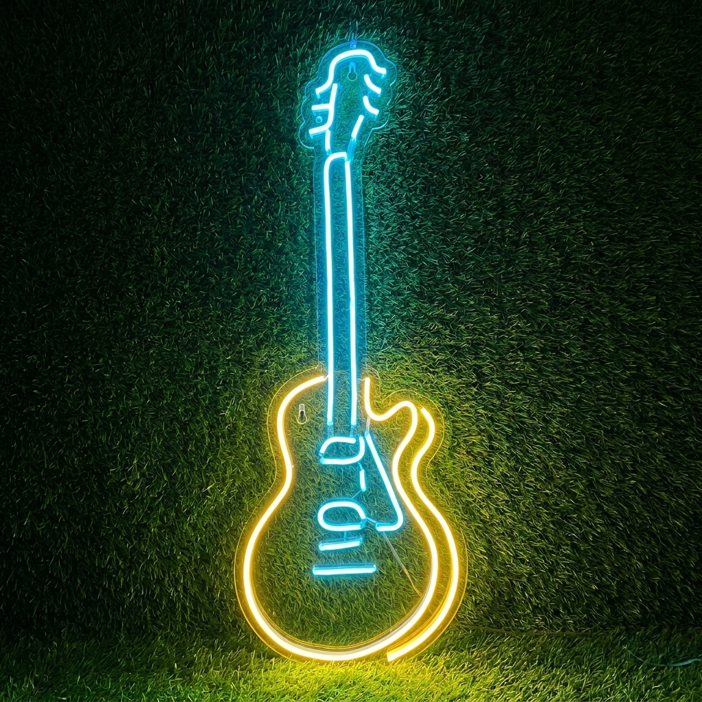Live Music Guitar Neon Sign