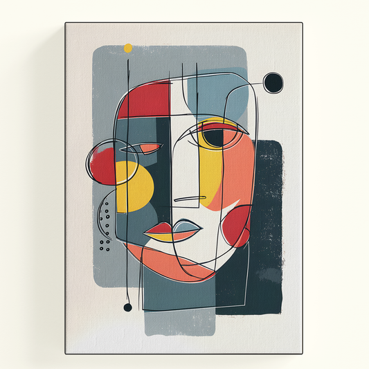 Cubist Face Gray Red Poster