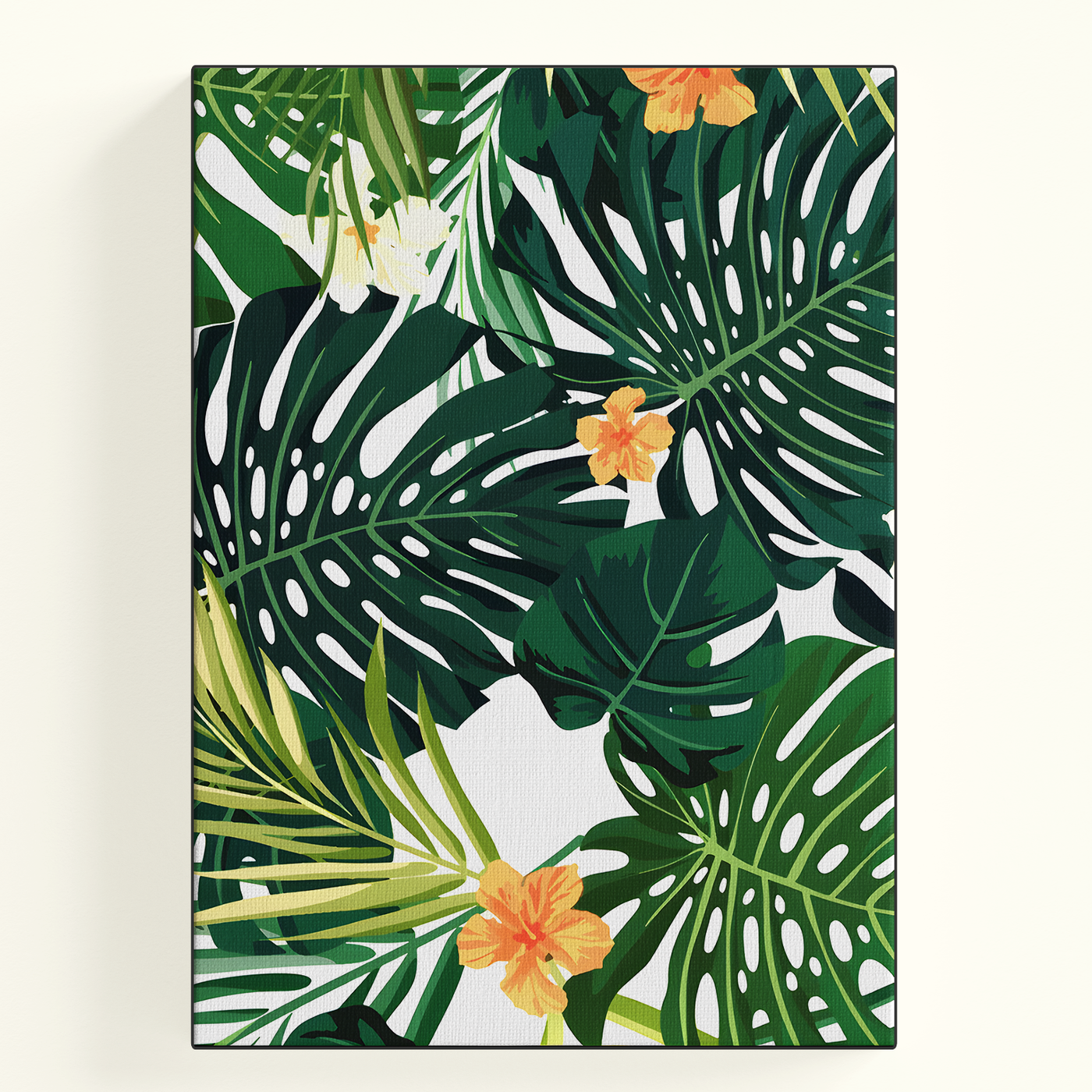 Tropical Leaves Pattern Green White Poster