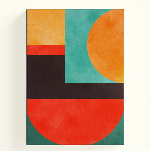 Geometric Abstract Shapes Orange Black Poster