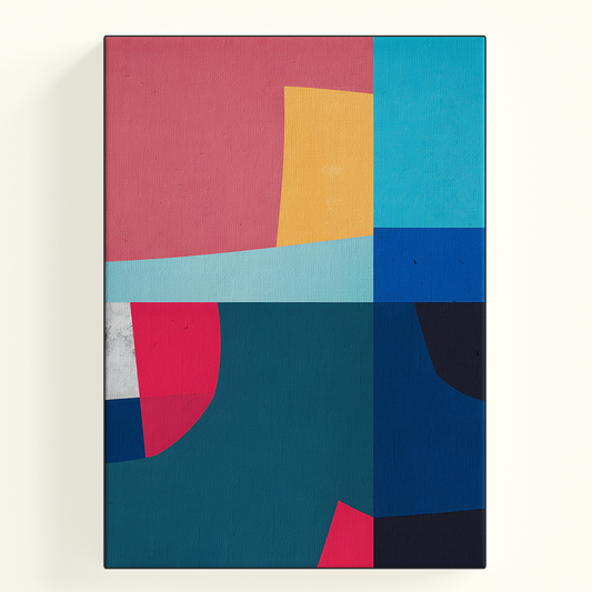 Geometric Color Block Blue Orange Pink Poster