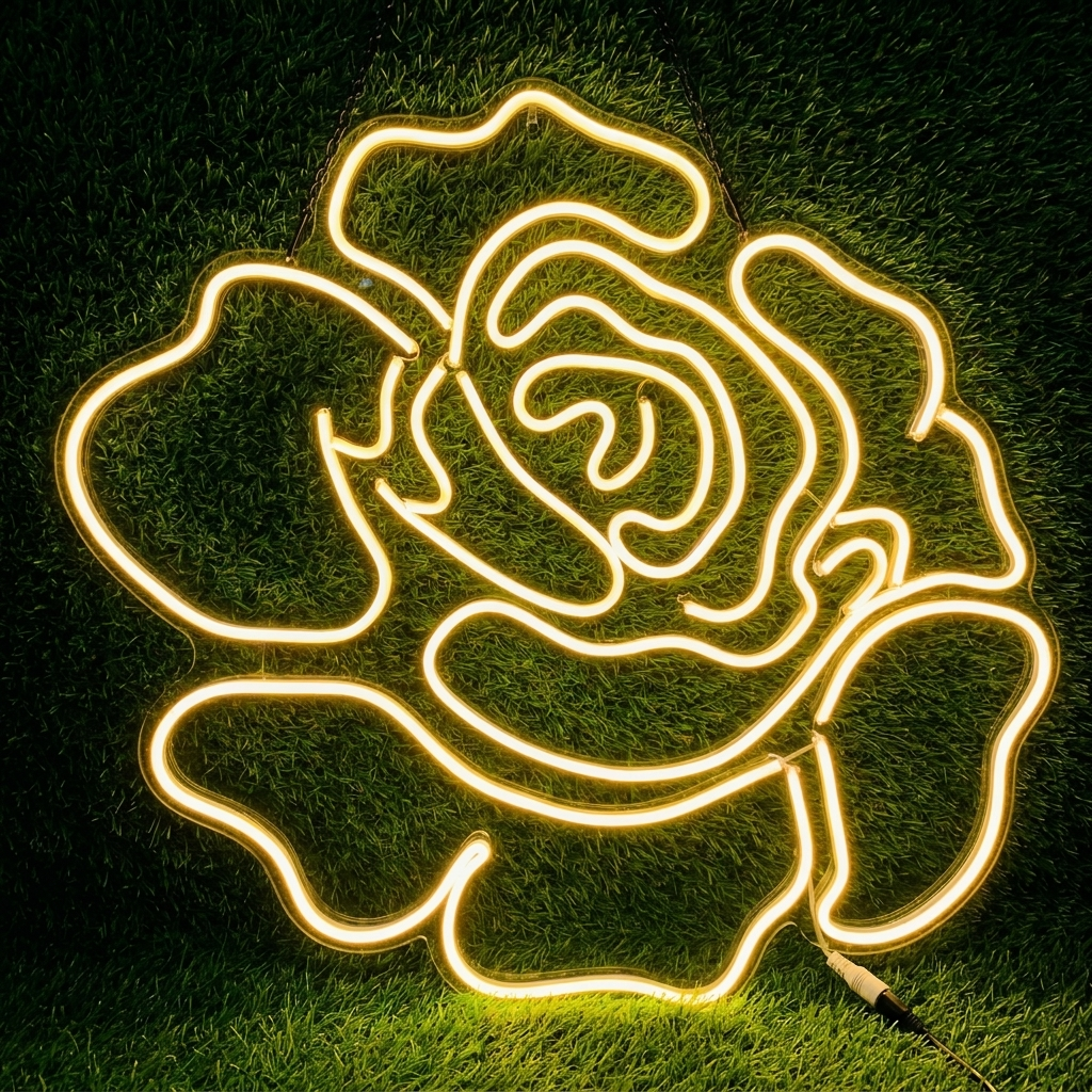 Rose Flower Neon Art