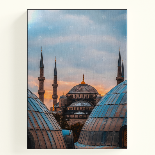 Blue Mosque Sunset Poster